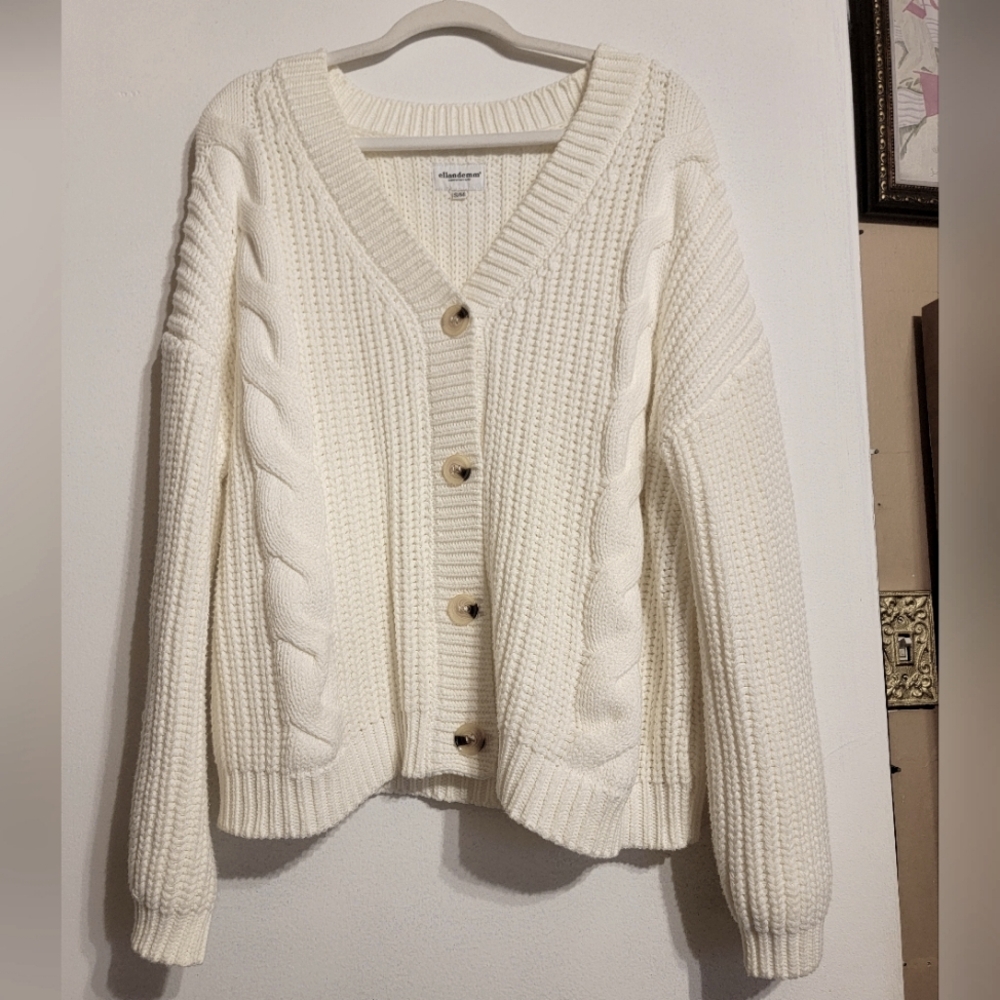 Ellandemm Classic Grandpa Cable Knit Cardigan
